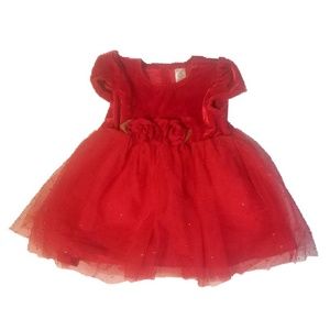 George 6-9 month baby girls red velvet satin dress